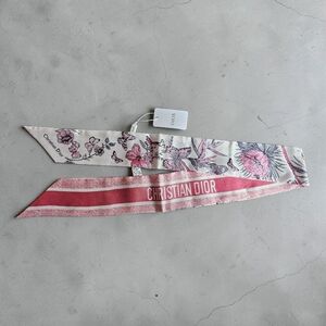Dior Pink Floral Butterfly Silk Twilly Scarf NEW GWP
